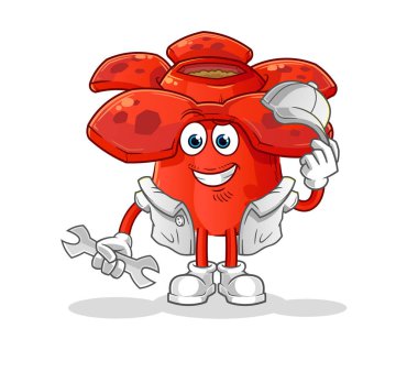 Rafflesia arnoldii mekanik karikatür. çizgi film maskotu vektörü