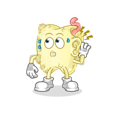 Diş çürüğü kulak misafiri olma vektörü. çizgi film karakteri