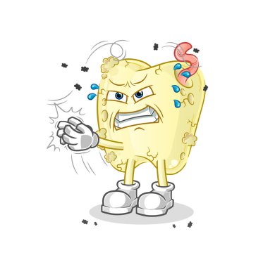 Diş çürüğü sinek sineği karakteri. çizgi film maskotu vektörü