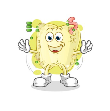 Diş çürüğü tam batarya karakteri. çizgi film maskotu vektörü