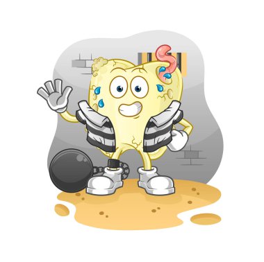 Hapiste çürük diş suçlusu. çizgi film karakteri