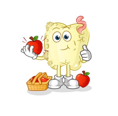 Diş çürüğü elma resmi yiyor. karakter vektörü