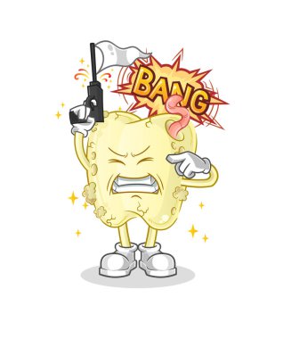 Diş çürüğü uyarı atışı maskotu. çizgi film vektörü