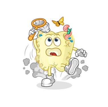 Diş çürüğü kelebek resmi yakalar. karakter vektörü