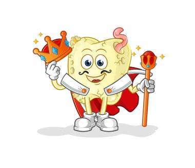 Diş çürüğü kral vektörü. çizgi film karakteri