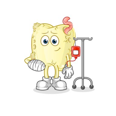 Diş çürüğü illüstrasyonda kötüymüş. karakter vektörü