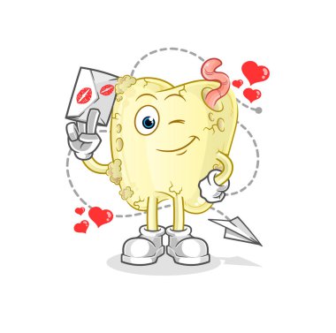 Diş çürüğü aşk mektubu örneklerini barındırır. karakter vektörü