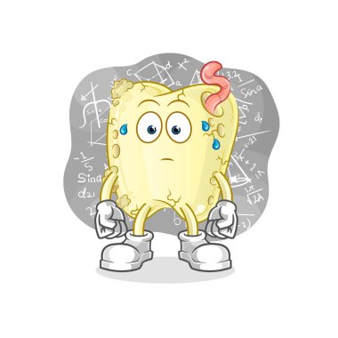 Çürük diş, sert vektör olduğunu düşünüyor. çizgi film karakteri