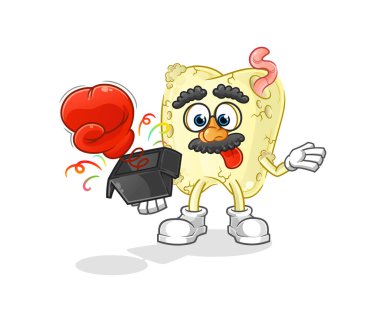 Kutuda diş çürüğü şaka eldiveni var. çizgi film maskotu