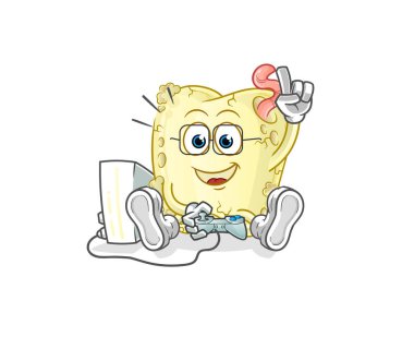 Oyun oynarken diş çürüğü. çizgi film karakteri