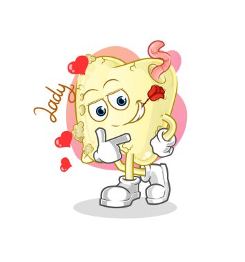 Diş çürüğü illüstrasyonla flört ediyor. karakter vektörü