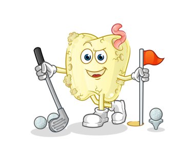 Golf oynarken diş çürüğü. çizgi film karakteri
