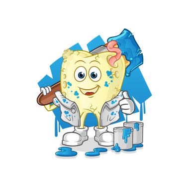 Diş çürüğü ressamı çizimi. karakter vektörü