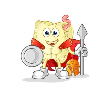 Diş çürüğü Spartalı karakteri. çizgi film maskotu vektörü