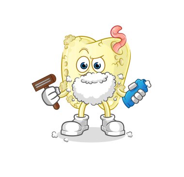 Diş çürüğü yüz kıllarını tıraş ediyor. çizgi film karakteri