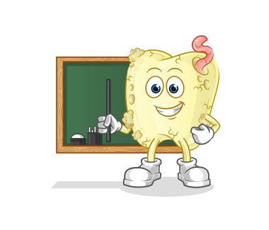 Diş çürüğü öğretmen vektörü. çizgi film karakteri