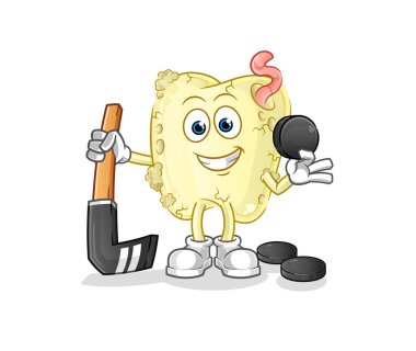 Hokey oynarken diş çürüğü. çizgi film karakteri