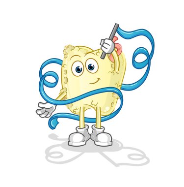 Diş çürüğü Ritmik Jimnastik maskotu. çizgi film vektörü