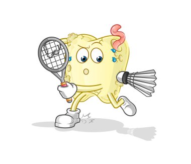 Badminton oynarken diş çürüğü. karakter vektörü