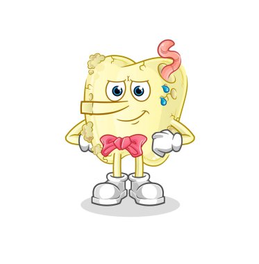 Diş çürüğü Pinokyo karakteri gibi. çizgi film maskotu vektörü