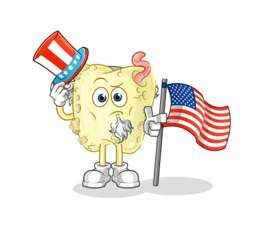 Diş çürüğü Sam Amca karakteri. çizgi film maskotu vektörü