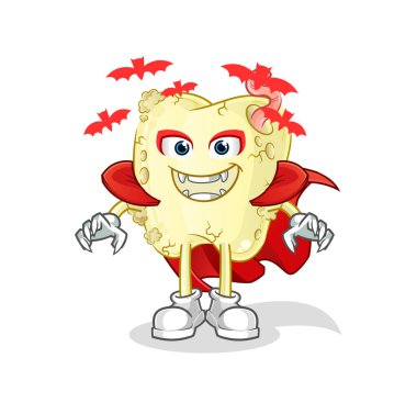 Diş çürüğü Drakula çizimi. karakter vektörü