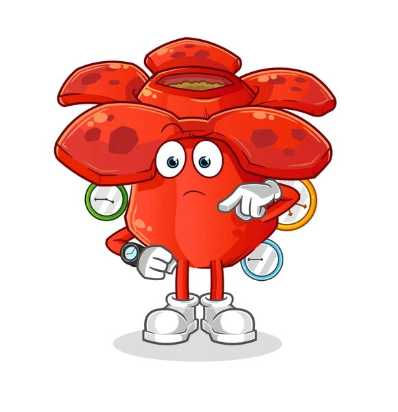 Rafflesia Arnoldii Com Desenhos Animados Relógios Pulso Vetor Mascote Desenhos — Vetor de Stock