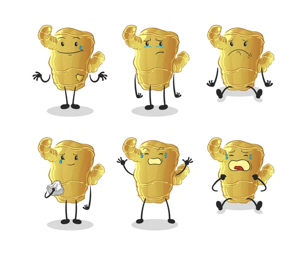 Ginger Personagem Grupo Triste Vetor Mascote Desenhos Animados —  Vetores de Stock