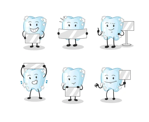 Diente Con Espuma Que Sostiene Carácter Del Grupo Del Tablero — Vector de stock