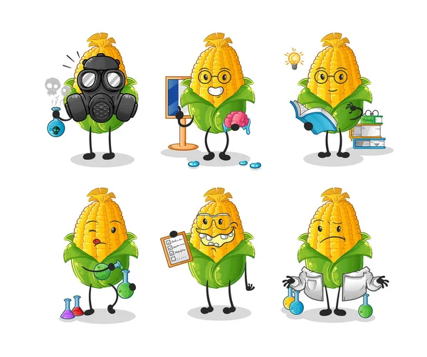 玉米科学家群体的特征 卡通吉祥物载体 — 图库矢量图片