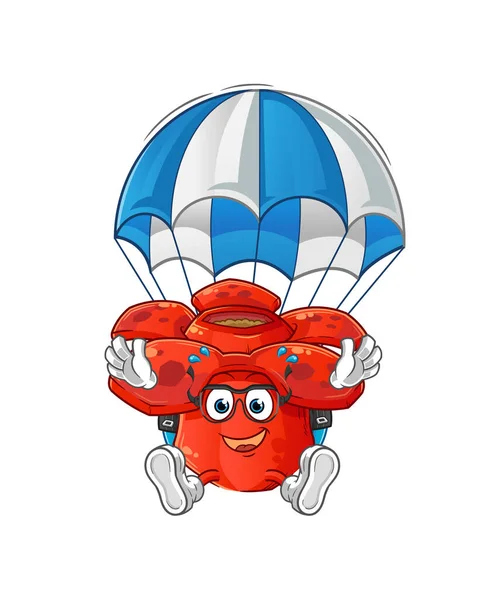 Rafflesia Arnoldii Carácter Paracaidismo Vector Mascota Dibujos Animados — Vector de stock