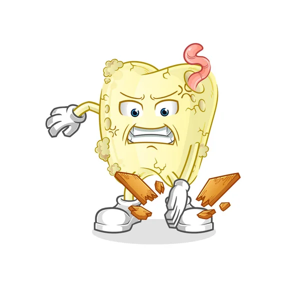 Tooth Decay Karate Mascot Cartoon Vector — Stock Vector