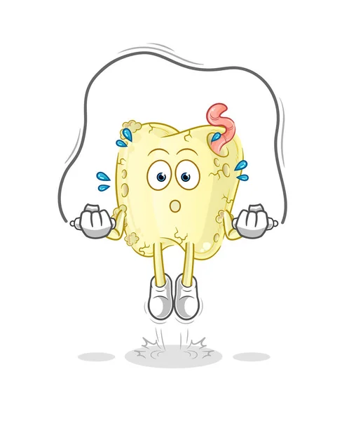 歯の崩壊ジャンプロープ運動 キャラクターベクトル — ストックベクタ