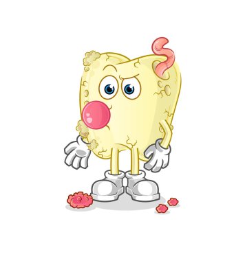 Diş çürüğü sakız taşıyıcısı. çizgi film karakteri