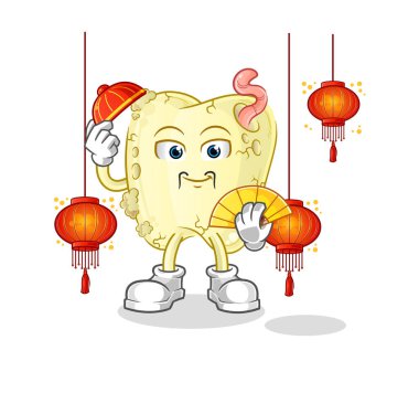 Diş çürüğü, fener resimli Çinliler. karakter vektörü