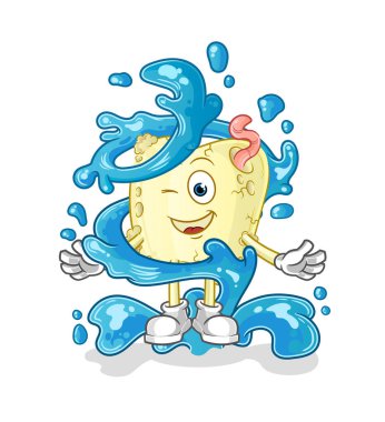 Diş çürüğü su maskotuyla tazelenir. çizgi film vektörü