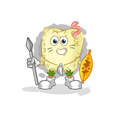 Diş çürüğü Afrikalı kabile maskotu. çizgi film vektörü