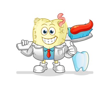 Diş çürüğü dişçi illüstrasyonu. karakter vektörü