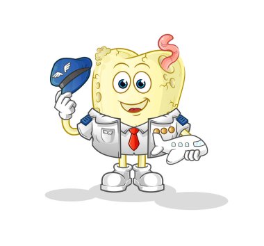 Diş çürüğü pilot maskotu. çizgi film vektörü