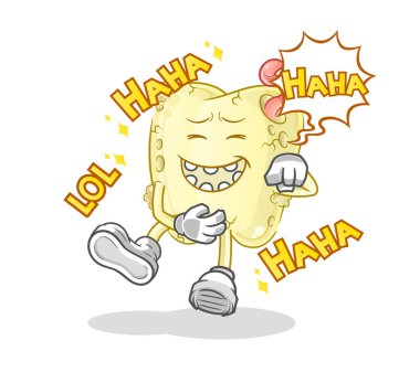 Diş çürüğü. Yüksek sesle gül. çizgi film maskotu vektörü