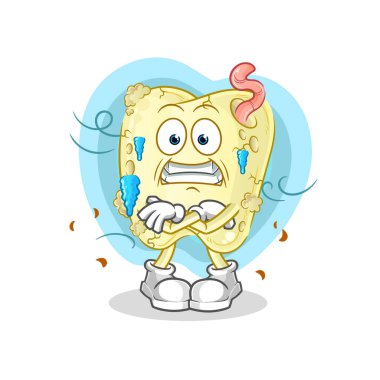 Diş çürüğü soğuk bir illüstrasyon. karakter vektörü