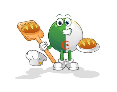 Ekmekli Cezayirli bir fırıncı. çizgi film maskotu vektörü