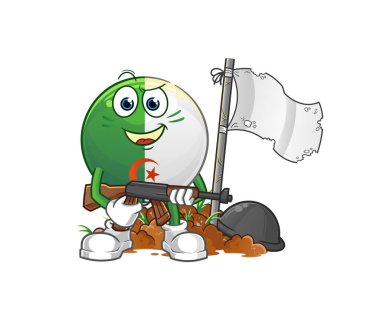 Cezayir bayrağı ordu karakteri. çizgi film maskotu vektörü