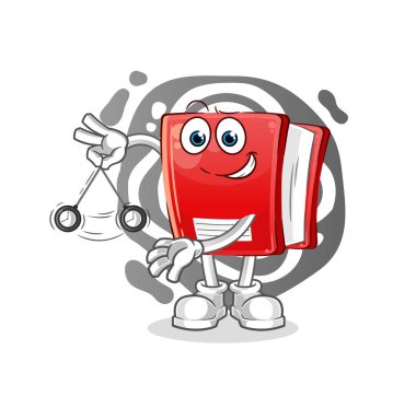 kitap hipnotize edici çizgi film. çizgi film maskotu vektörü