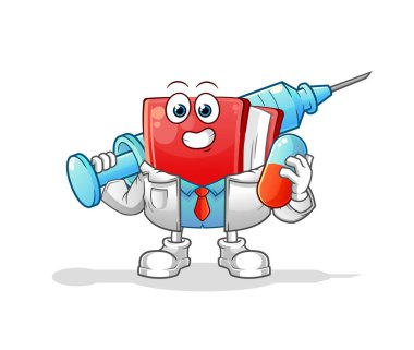 Doktor elinde ilaç ve enjeksiyon tutuyor.