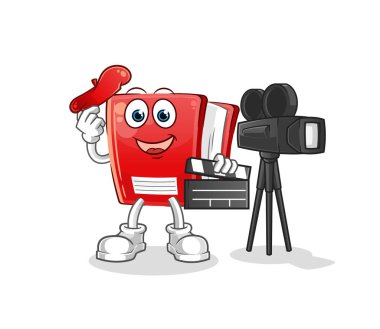 Kitap yönetmeni maskotu. çizgi film vektörü