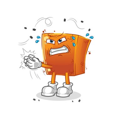 Tuğladan uçan sinek karakteri. çizgi film maskotu vektörü