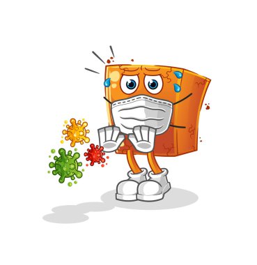 Brick virüsleri reddediyor. çizgi film maskotu vektörü