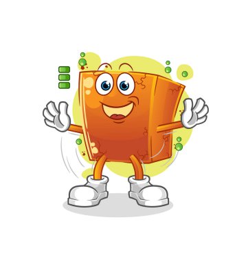 Tuğla batarya karakteri. çizgi film maskotu vektörü