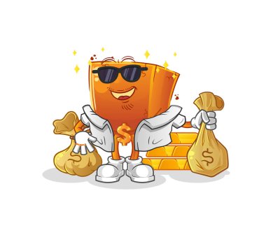 Tuğla zengini. çizgi film maskotu vektörü